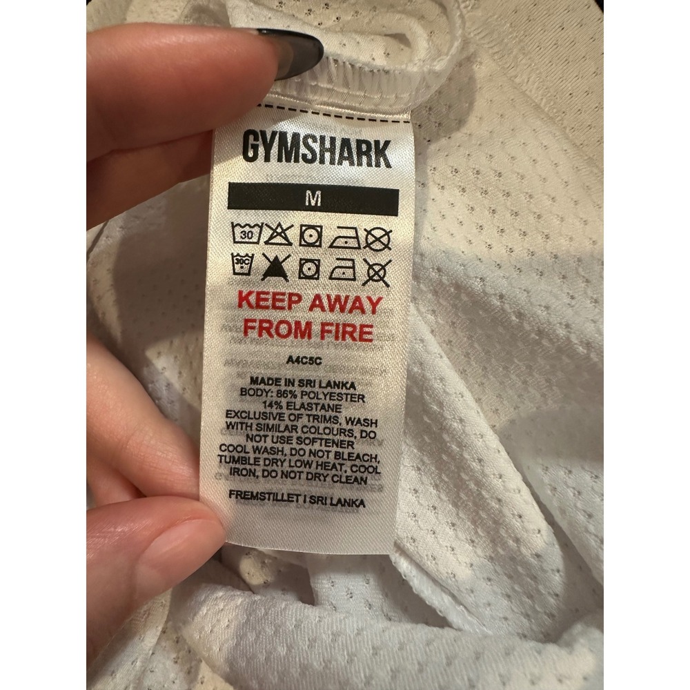 Gymshark Built For More T-Shirt White Slim Fit Mesh Athletic Top - Picture 5 of 6